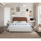 Meridian Furniture Blake Two Tone Faux Leather and Linen Textured Fabric Bed - Queen - Bedroom Beds