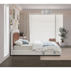 Meridian Furniture Blake Two Tone Faux Leather and Linen Textured Fabric Bed - Full - Bedroom Beds