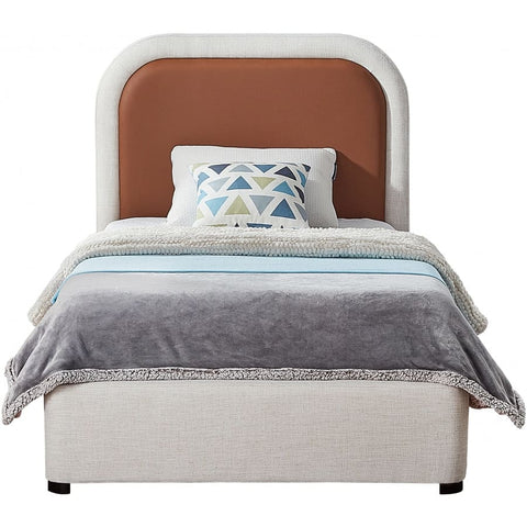 Meridian Furniture Blake Two Tone Faux Leather and Linen Textured Fabric Bed - Twin - Bedroom Beds