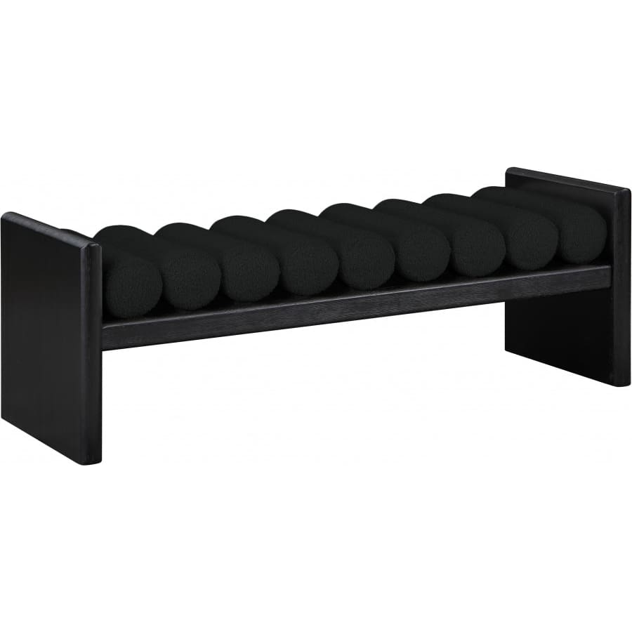 Meridian Furniture 52 Waverly Boucle Fabric Bench - Black Finish - Black - Benches