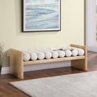 Meridian Furniture 52 Waverly Boucle Fabric Bench - Natural Finish - Benches
