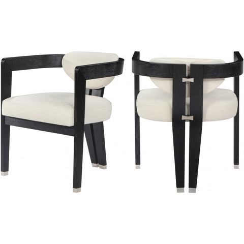 Meridian Furniture Carlyle Faux Leather Dining Chair - Black Finish - Cream - Dining Chairs