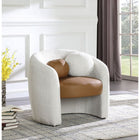 Meridian Furniture Acadia Boucle Fabric and Faux Leather Accent Chair - Chairs