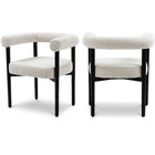 Meridian Furniture Hyatt Boucle Fabric Dining Chair - Black - Cream - Dining Chairs