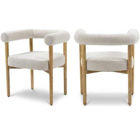 Meridian Furniture Hyatt Boucle Fabric Dining Chair - Natural - Cream - Dining Chairs