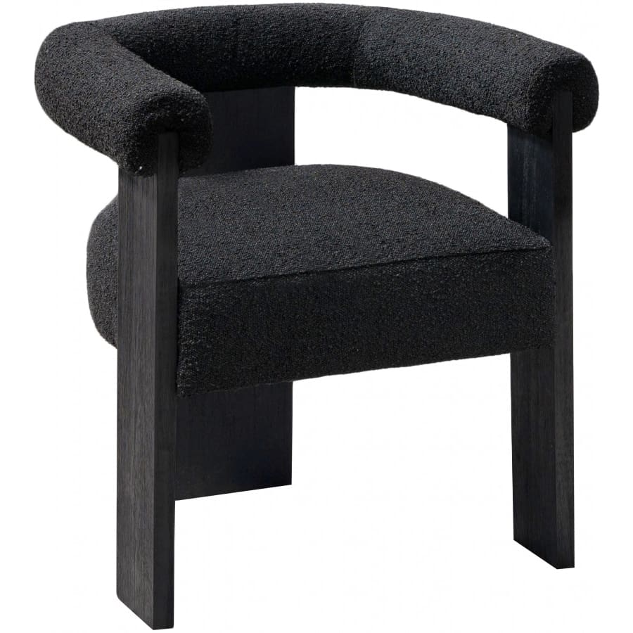 Meridian Furniture Barrel Boucle Fabric Dining Chair - Black - Dining Chairs