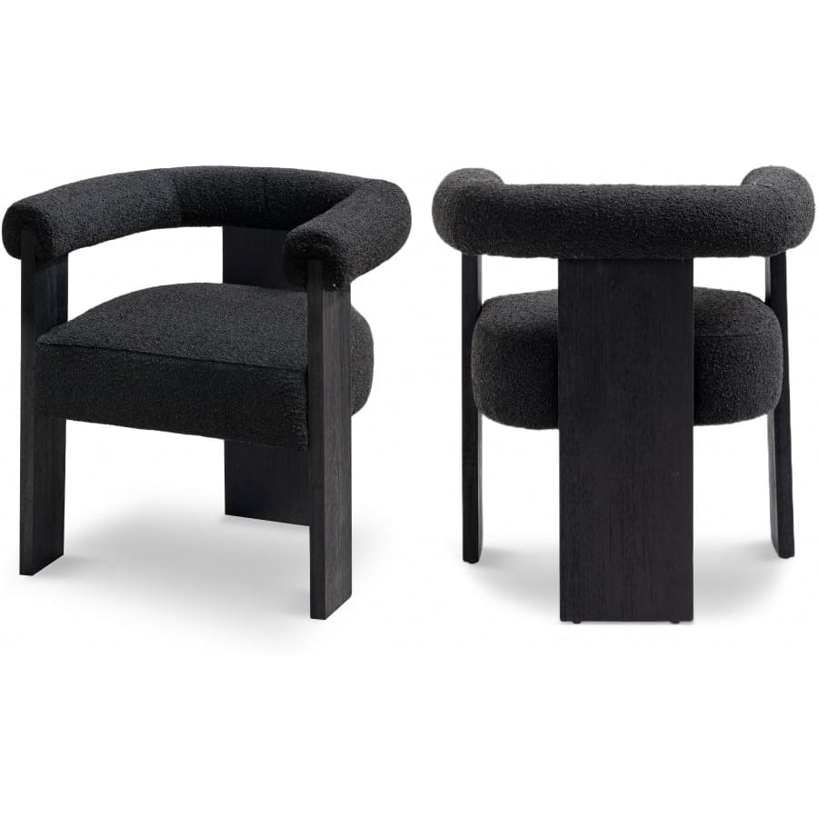 Meridian Furniture Barrel Boucle Fabric Dining Chair - Black - Black - Dining Chairs