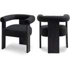 Meridian Furniture Barrel Boucle Fabric Dining Chair - Black - Black - Dining Chairs