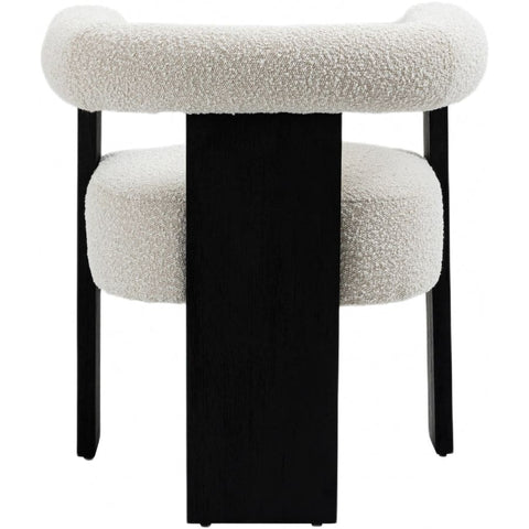 Meridian Furniture Barrel Boucle Fabric Dining Chair - Black - Cream - Dining Chairs