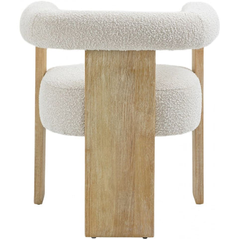 Meridian Furniture Barrel Boucle Fabric Dining Chair - Natural - Cream - Dining Chairs