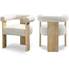 Meridian Furniture Barrel Boucle Fabric Dining Chair - Natural - Cream - Dining Chairs