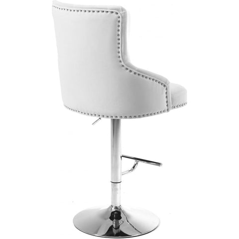 Meridian Furniture Claude Velvet Adjustable Bar | Counter Stool - Chrome - White - Stools