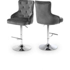 Meridian Furniture Claude Velvet Adjustable Bar | Counter Stool - Chrome - Grey - Stools