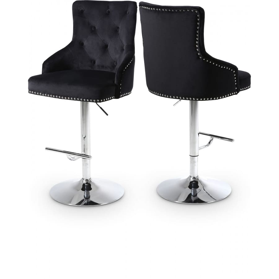 Meridian Furniture Claude Velvet Adjustable Bar | Counter Stool - Chrome - Black - Stools