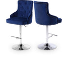 Meridian Furniture Claude Velvet Adjustable Bar | Counter Stool - Chrome - Navy - Stools