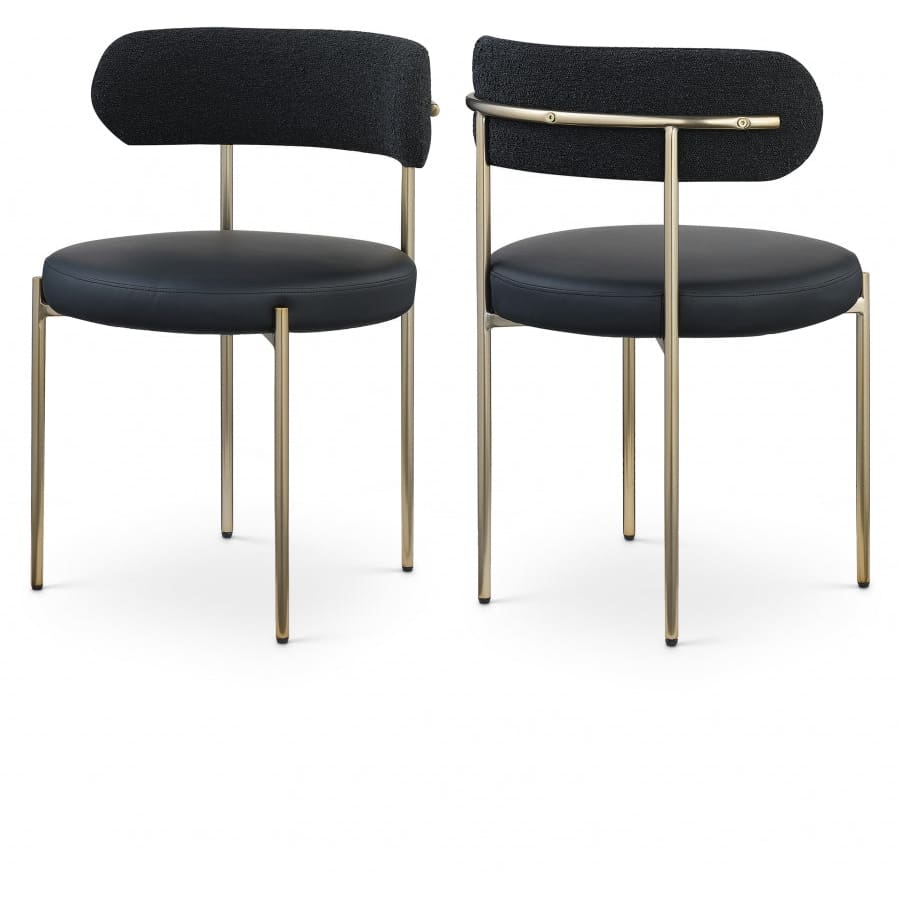 Meridian Furniture Beacon Faux Leather and Boucle Fabric Dining Chair - Black - Dining Chairs