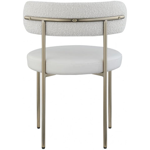 Meridian Furniture Beacon Faux Leather and Boucle Fabric Dining Chair - Cream - Dining Chairs