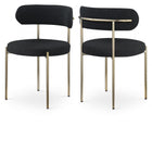 Meridian Furniture Beacon Boucle Fabric Dining Chair - Brushed Brass - Black - Dining Chairs