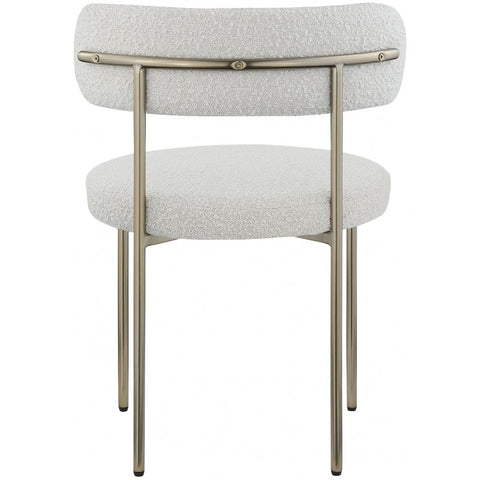 Meridian Furniture Beacon Boucle Fabric Dining Chair - Brushed Brass - Cream - Dining Chairs