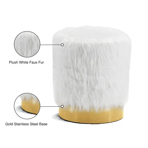 Meridian Furniture Joy Faux Fur Ottoman | Stool - Ottomans