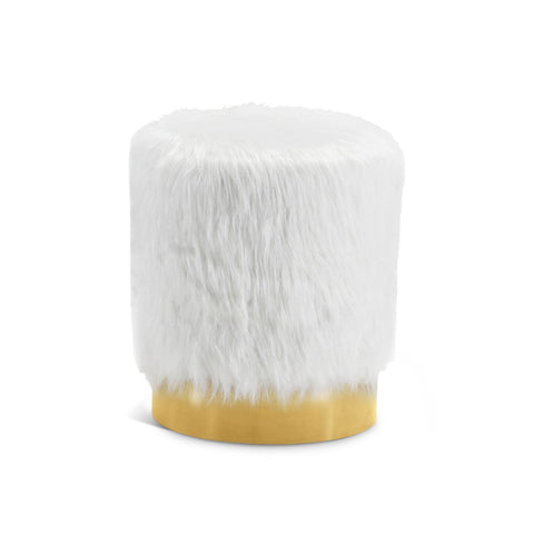 Meridian Furniture Joy Faux Fur Ottoman | Stool - Ottomans