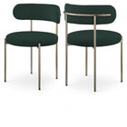 Meridian Furniture Beacon Boucle Fabric Dining Chair - Brushed Brass - Green - Dining Chairs