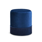 Meridian Furniture Teddy Velvet Ottoman | Stool - Navy - Ottomans