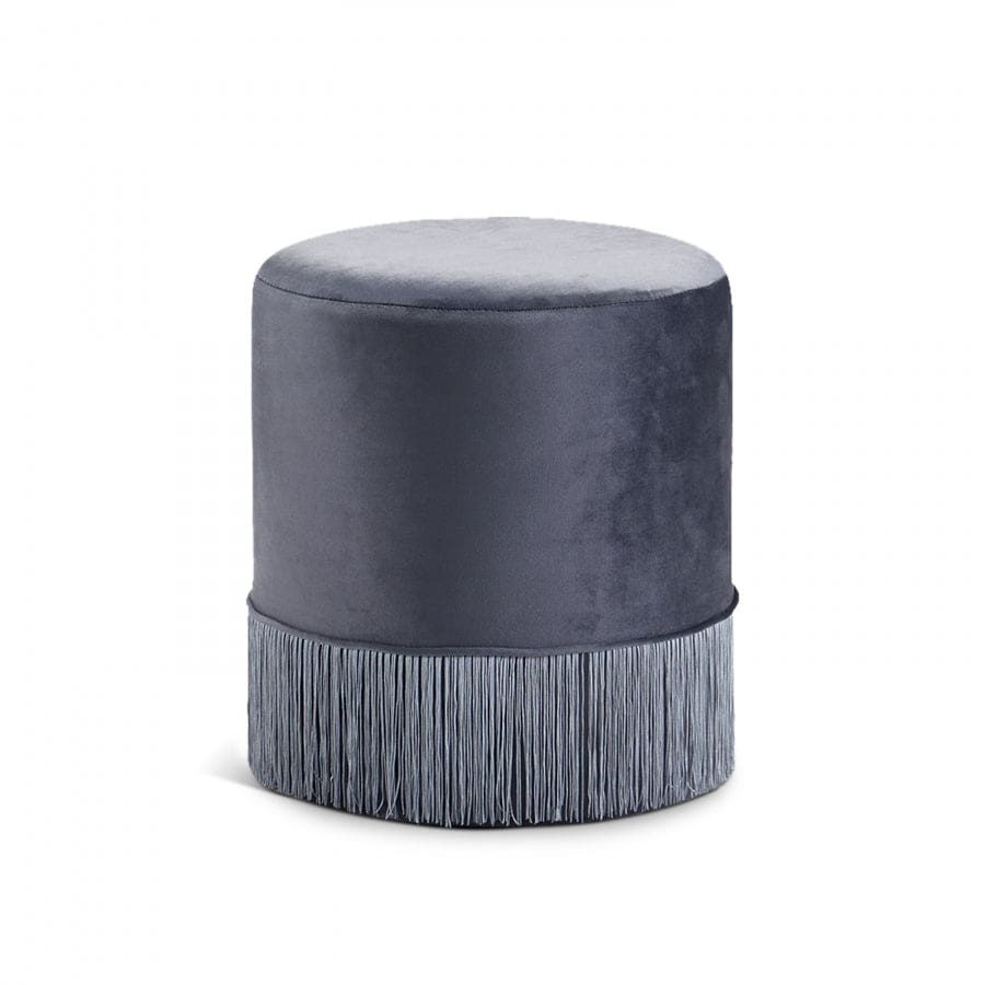 Meridian Furniture Teddy Velvet Ottoman | Stool - Grey - Ottomans