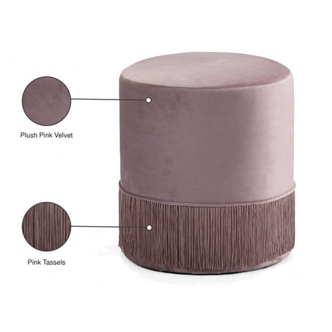 Meridian Furniture Teddy Velvet Ottoman | Stool - Pink - Ottomans