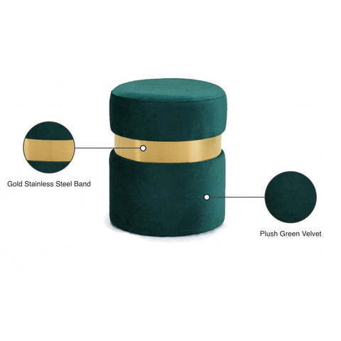 Meridian Furniture Hailey Velvet Ottoman | Stool - Gold - Green - Ottomans