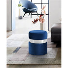 Meridian Furniture Hailey Velvet Ottoman | Stool - Chrome - Ottomans