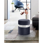 Meridian Furniture Hailey Velvet Ottoman | Stool - Chrome - Ottomans