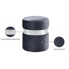 Meridian Furniture Hailey Velvet Ottoman | Stool - Chrome - Ottomans