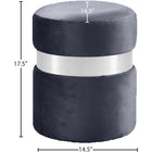 Meridian Furniture Hailey Velvet Ottoman | Stool - Chrome - Ottomans
