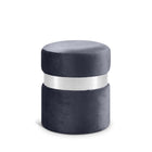 Meridian Furniture Hailey Velvet Ottoman | Stool - Chrome - Grey - Ottomans