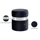 Meridian Furniture Hailey Velvet Ottoman | Stool - Chrome - Ottomans