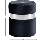 Meridian Furniture Hailey Velvet Ottoman | Stool - Chrome - Ottomans