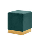 Meridian Furniture Jax Velvet Ottoman | Stool - Gold - Green - Ottomans
