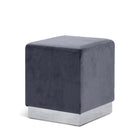 Meridian Furniture Jax Velvet Ottoman | Stool - Chrome - Grey - Ottomans
