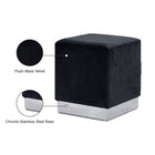 Meridian Furniture Jax Velvet Ottoman | Stool - Chrome - Ottomans
