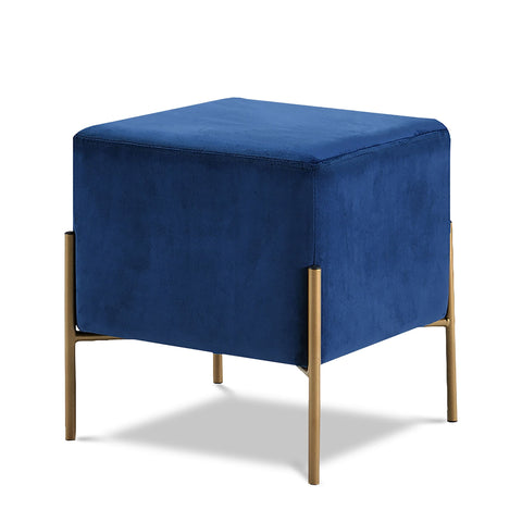 Meridian Furniture Isla Velvet Ottoman | Stool - Navy - Ottomans