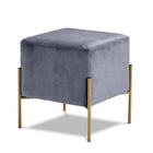 Meridian Furniture Isla Velvet Ottoman | Stool - Grey - Ottomans