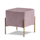 Meridian Furniture Isla Velvet Ottoman | Stool - Pink - Ottomans