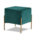 Meridian Furniture Isla Velvet Ottoman | Stool - Green - Ottomans