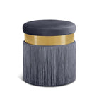 Meridian Furniture Yasmine Velvet Ottoman | Stool - Grey - Ottomans