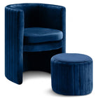 Meridian Furniture Selena Velvet Accent Chair and Ottoman Set - Navy - Chairs