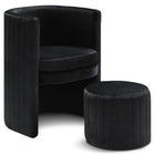 Meridian Furniture Selena Velvet Accent Chair and Ottoman Set - Black - Chairs