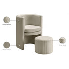Meridian Furniture Selena Velvet Accent Chair and Ottoman Set - Chairs
