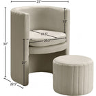 Meridian Furniture Selena Velvet Accent Chair and Ottoman Set - Chairs