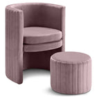 Meridian Furniture Selena Velvet Accent Chair and Ottoman Set - Pink - Chairs